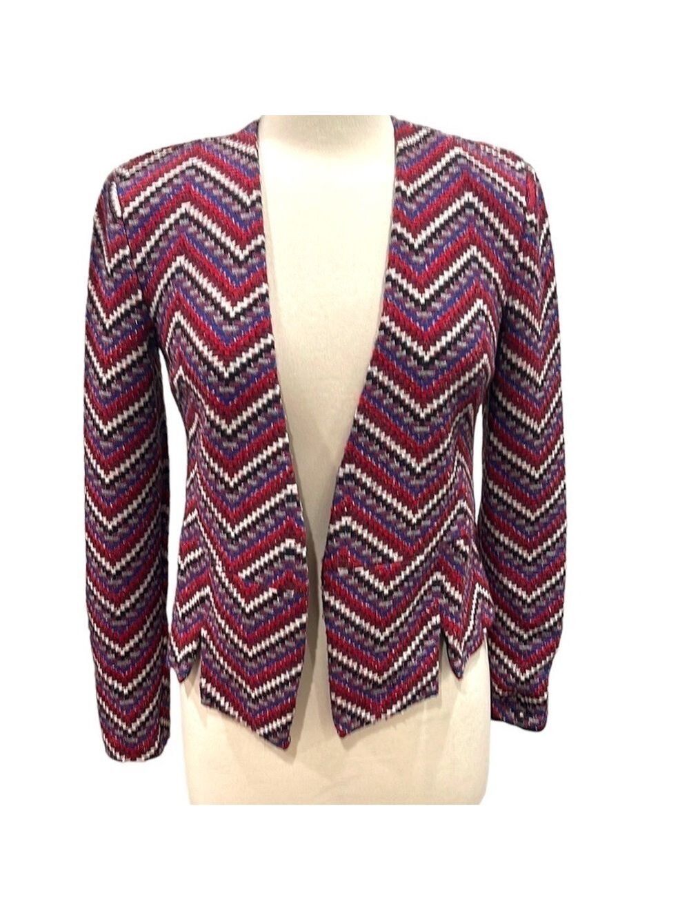 Tart Zig ZG Patterned Textured Open Front Blazer SZ S